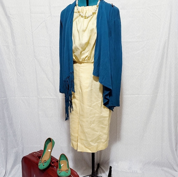 Yellow Sleeveless Dress Vintage Handmade - Picture 6 of 7